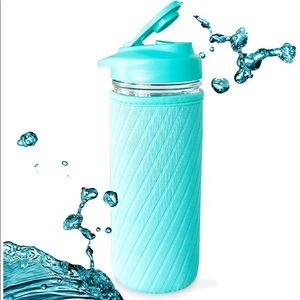 Masontops 16oz Mason Jar Turquoise Hydration Set
